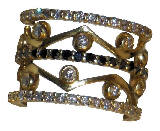 Wave Stacking Rings- 18K Gold with Diamonds.-20