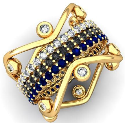 Wave Stacking Rings- 18K Gold with Diamonds.-15
