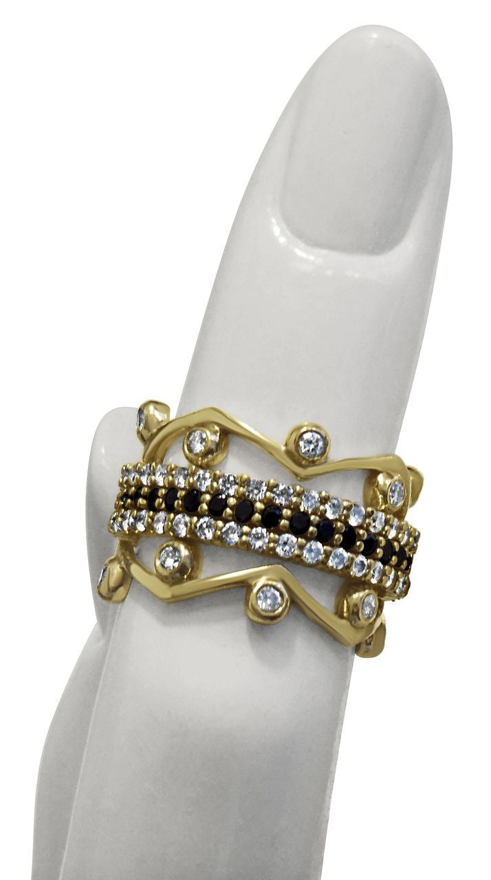 Wave Stacking Rings- 18K Gold with Diamonds.-12