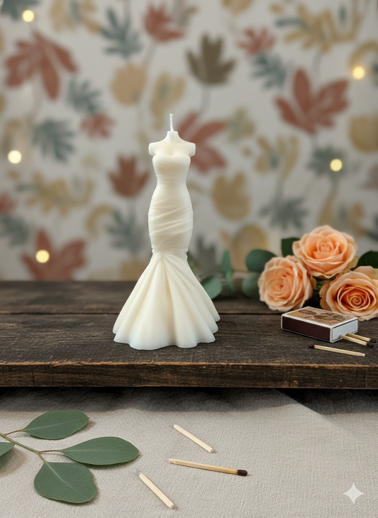 Wedding Dress Candle | Hand-Poured Soy Wax Bridal Sculpture-0