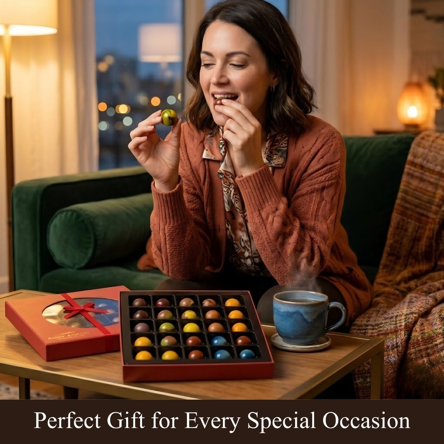 Andy Anand Sugar-Free Monet Chocolate Truffles & Pralines, 25 pc – 60% Cacao, Keto & Diabetic-Friendly, Luxury Birthday & Holiday Gift Box