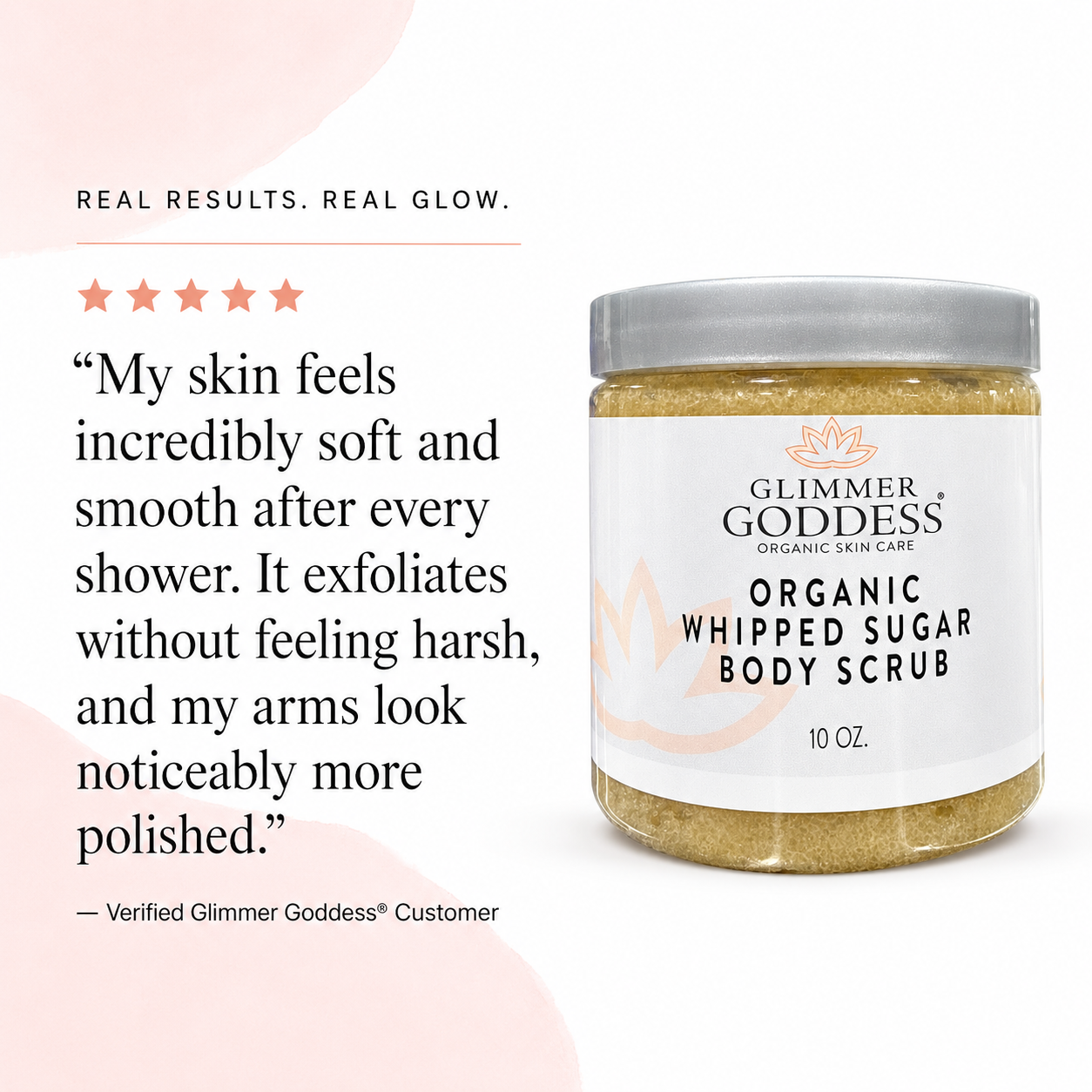 Organic Whipped Sugar Body Scrub 10 oz – Crepey Skin Treatment & Exfoliator