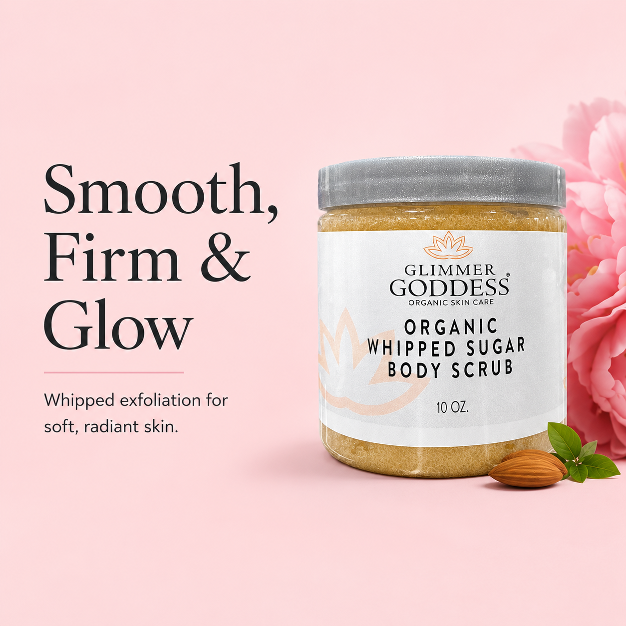 Organic Whipped Sugar Body Scrub 10 oz – Crepey Skin Treatment & Exfoliator