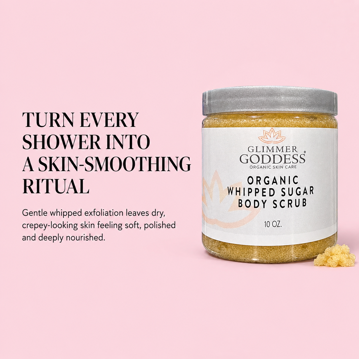 Organic Whipped Sugar Body Scrub 10 oz – Crepey Skin Treatment & Exfoliator