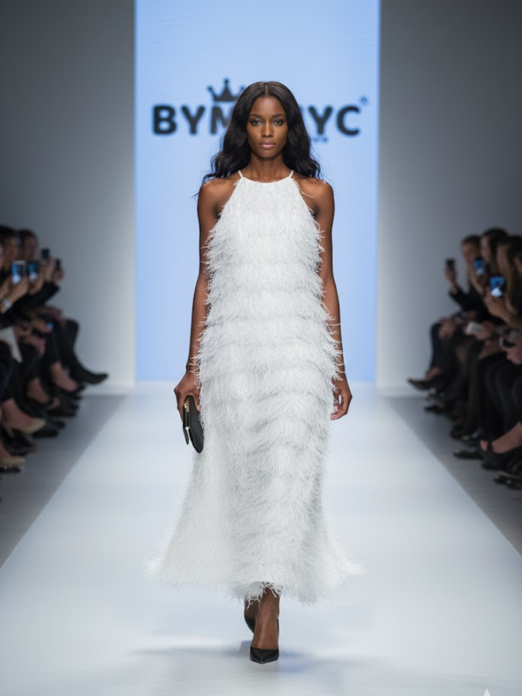 White Fringe Long Dress FIFTH AVENUE: Prêt-à-Porter Line BYMANYC ® New York-0