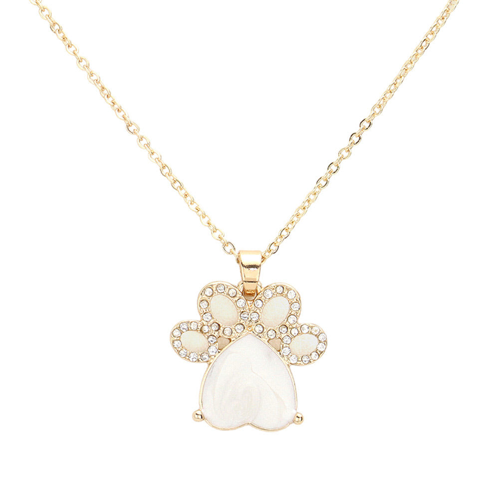 Glittered Heart Pointed Paw Pendant Necklace