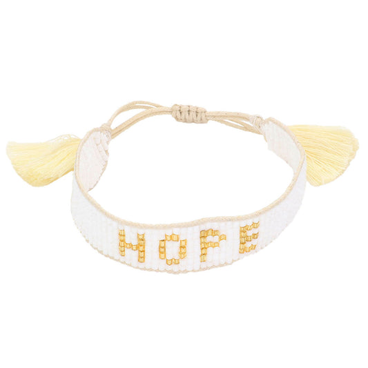 Hope Message Beaded Tassel Cinch Bracelet