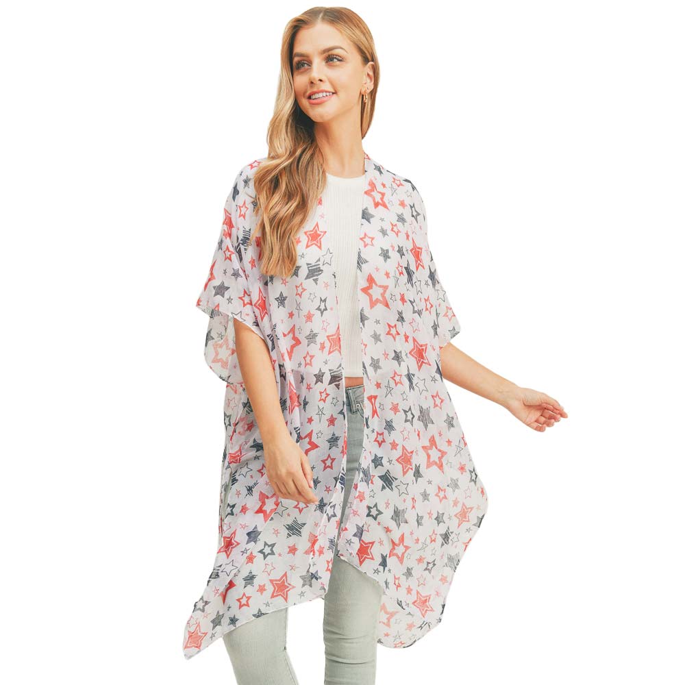 Star Patterned Cover Up Kimono Poncho