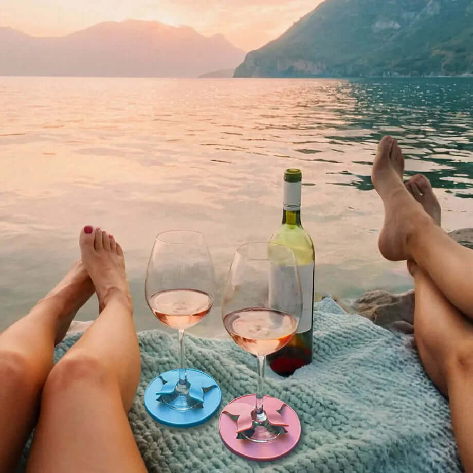 Spill-Proof Outdoor Wine Glass Holder for Beach, Sand & Grass | Glass Slipper