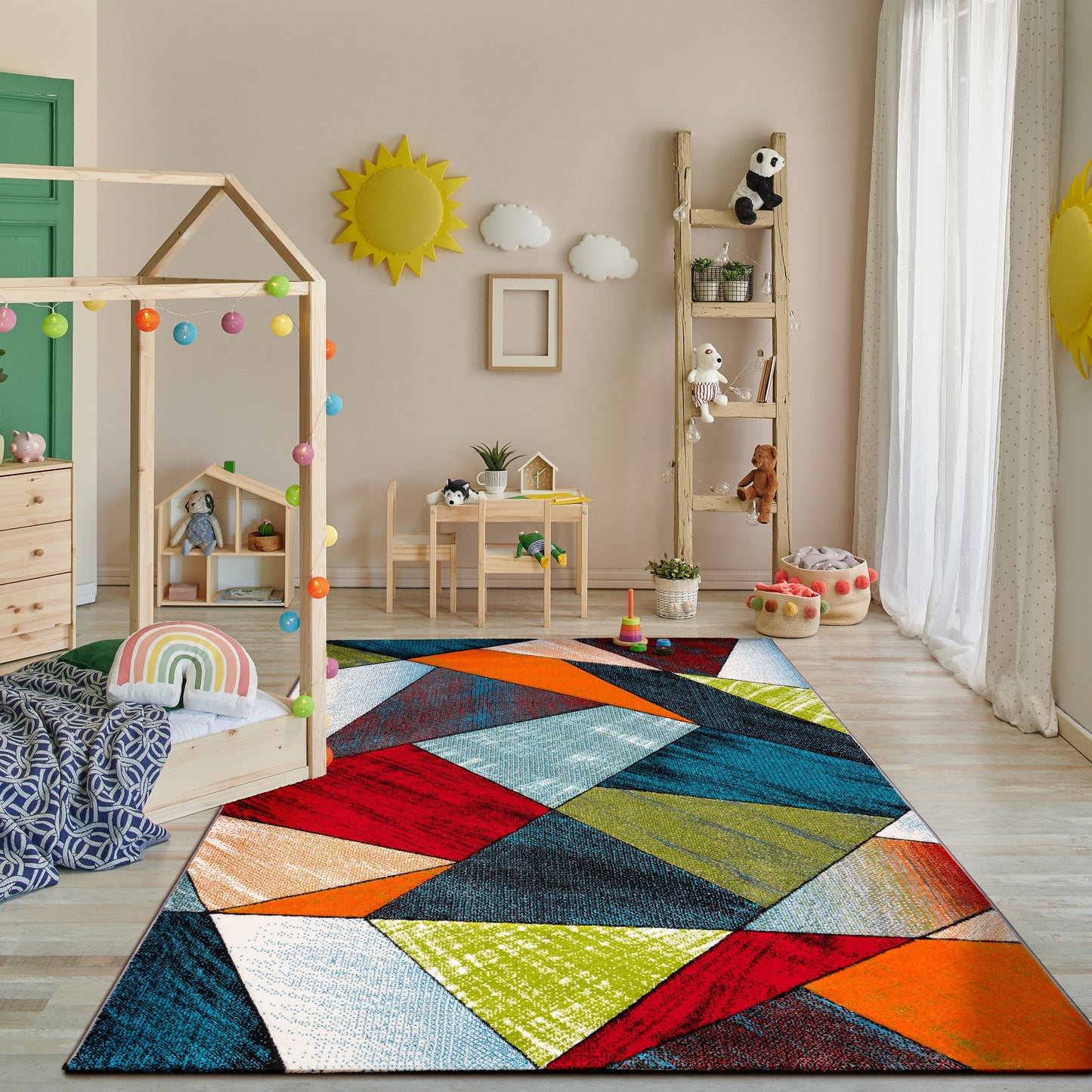 Colorful Area Rug Smaragd Modern Geometric Shapes-4