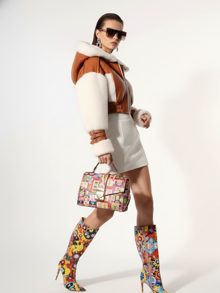 Women's Cropped Shearling Aviator Jacket LITTLE ITALY New Collection Couture in Manhattan BYMANYC ® New York-1