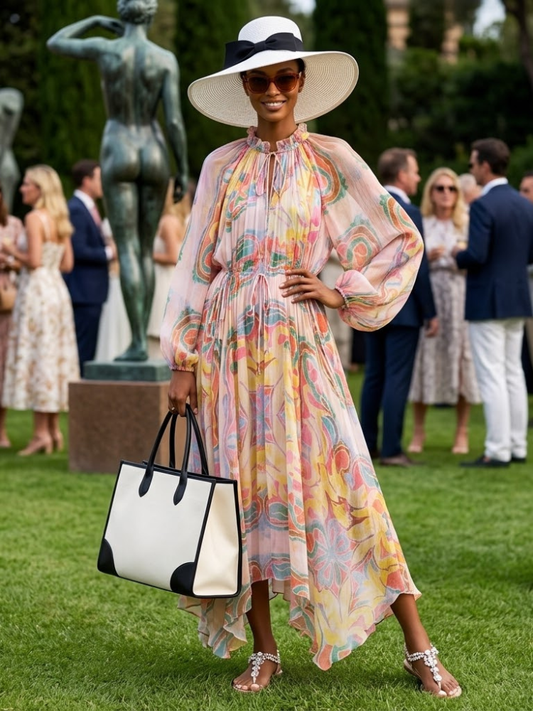 Women's Dress Chiffon Hand-Painted Print SOHO New Collection THE HAMPTONS BYMANYC ® New York-0