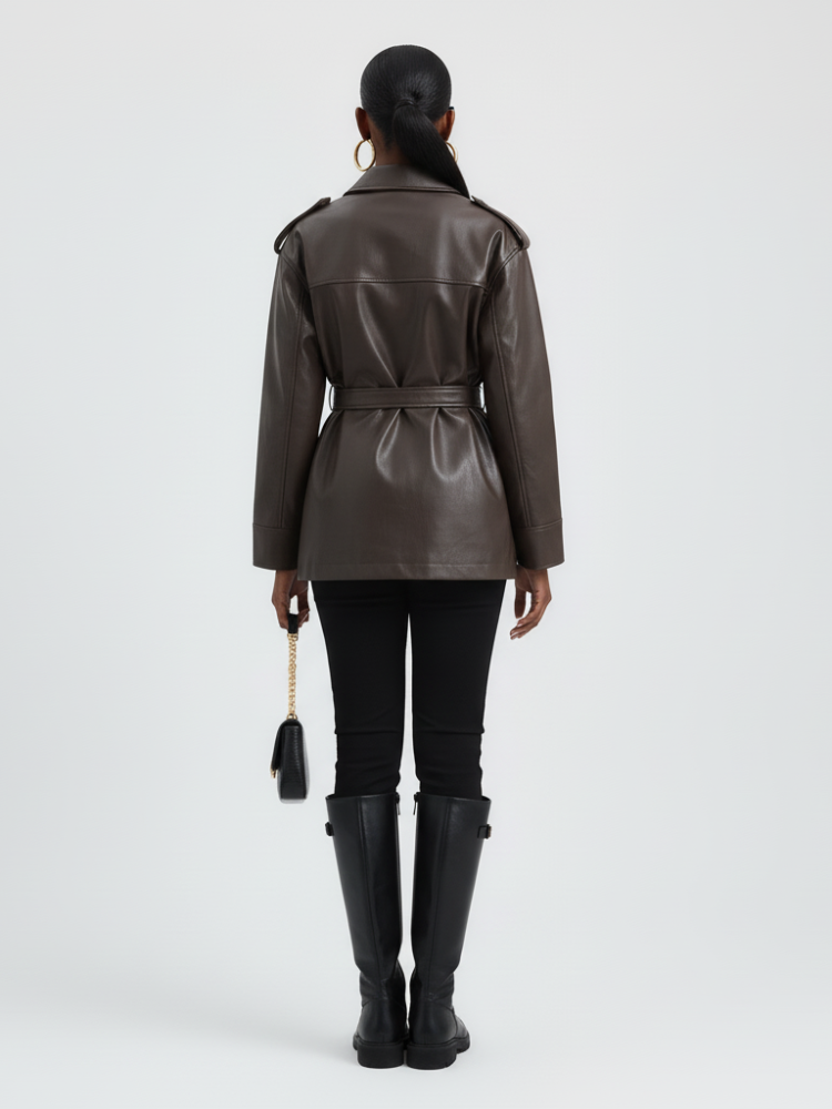 Women's Faux Leather Safari Jacket UPPER EAST SIDE ECO FASHION BYMANYC ® New York-1