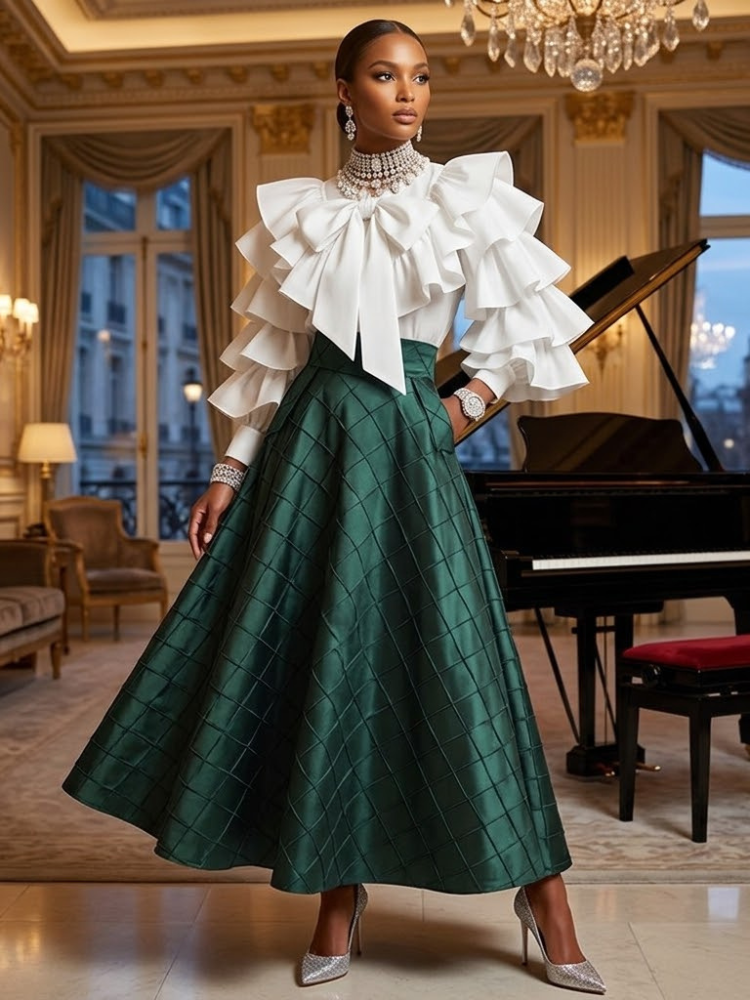 Women's Green Satin Skirt • QUARTIER LATIN • New Collection PARIS LE MARAIS BYMANYC ® New York-0