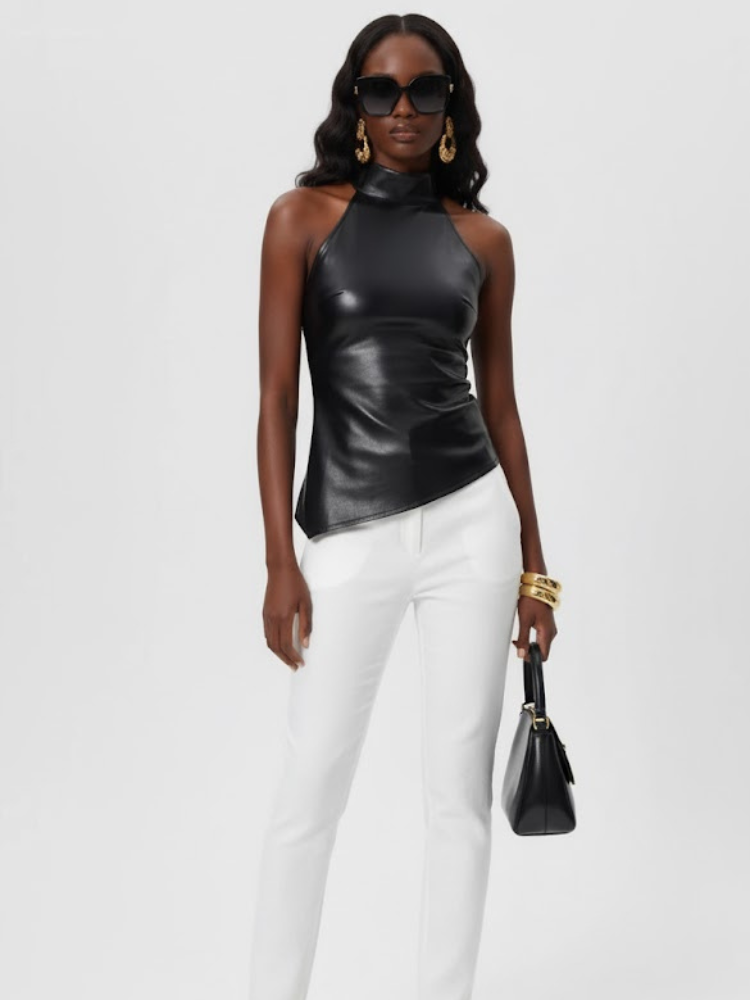 Women's Halter Vegan Leather Top UPPER EAST COUTURE BYMANYC ® New York-0