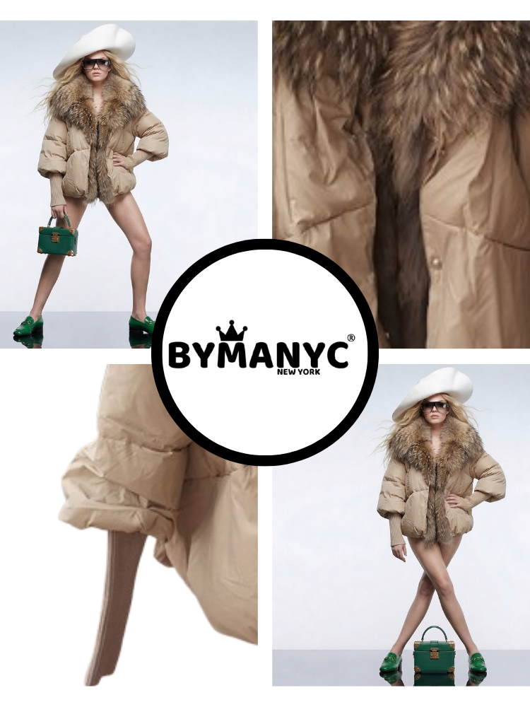 Women's Luxury Sand Puffer Jacket COURCHEVEL New Collection Prêt-à-Porter BYMANYC ® New York-2