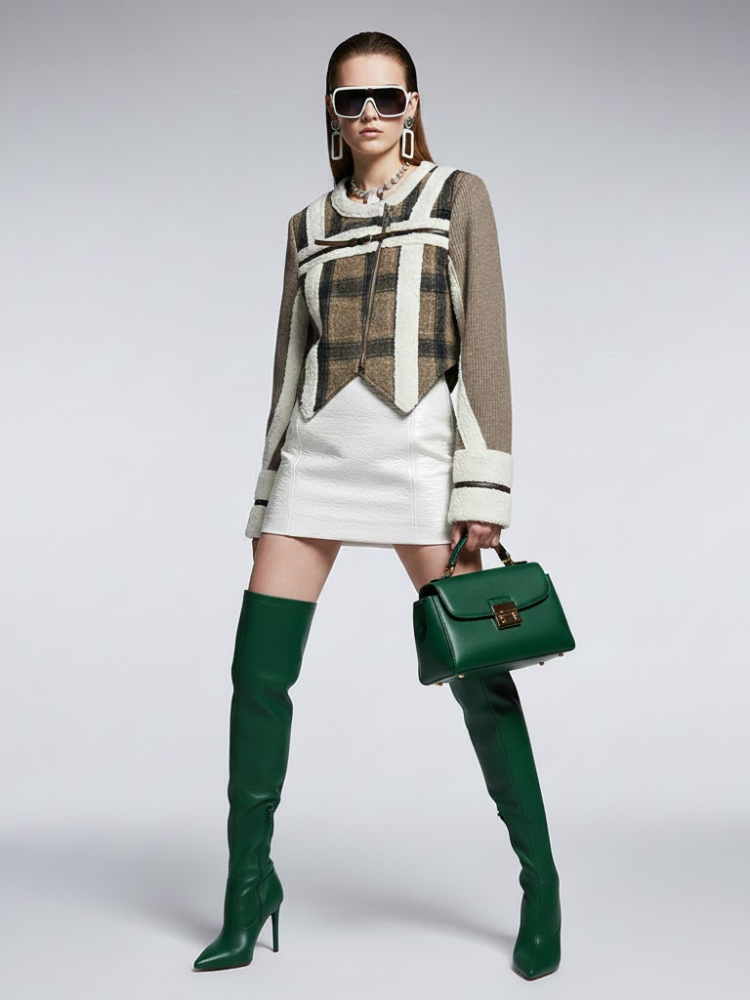 Women's Plaid Hybrid Jacket TRIBECA New Collection Couture in Manhattan BYMANYC ® New York-0
