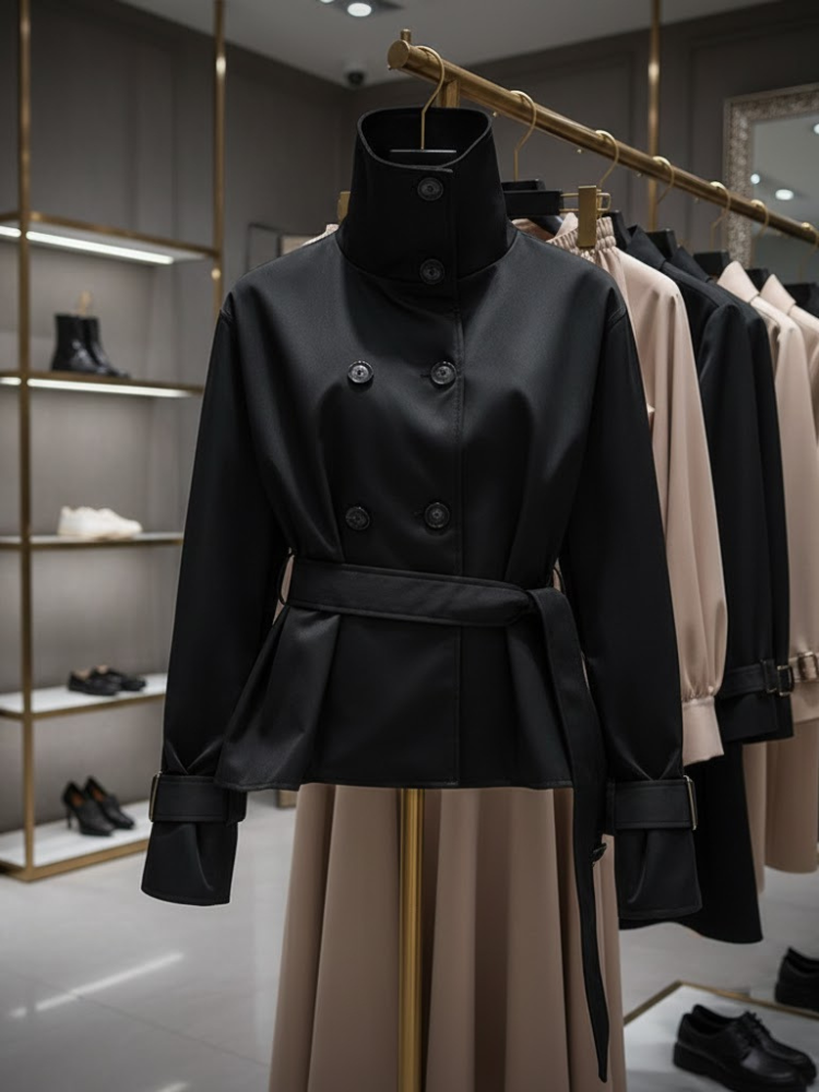 Women's Structured Wrap Jacket BLACK - COBBLE HILL: New Collection COUTURE in BROOKLYN - BYMANYC ® New York-1