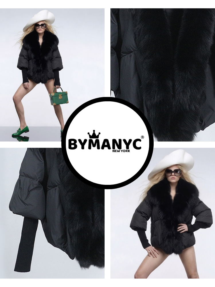 Women's Total Black Luxury Puffer Jacket ST. MORITZ New Collection Prêt-à-Porter BYMANYC ® New York-1