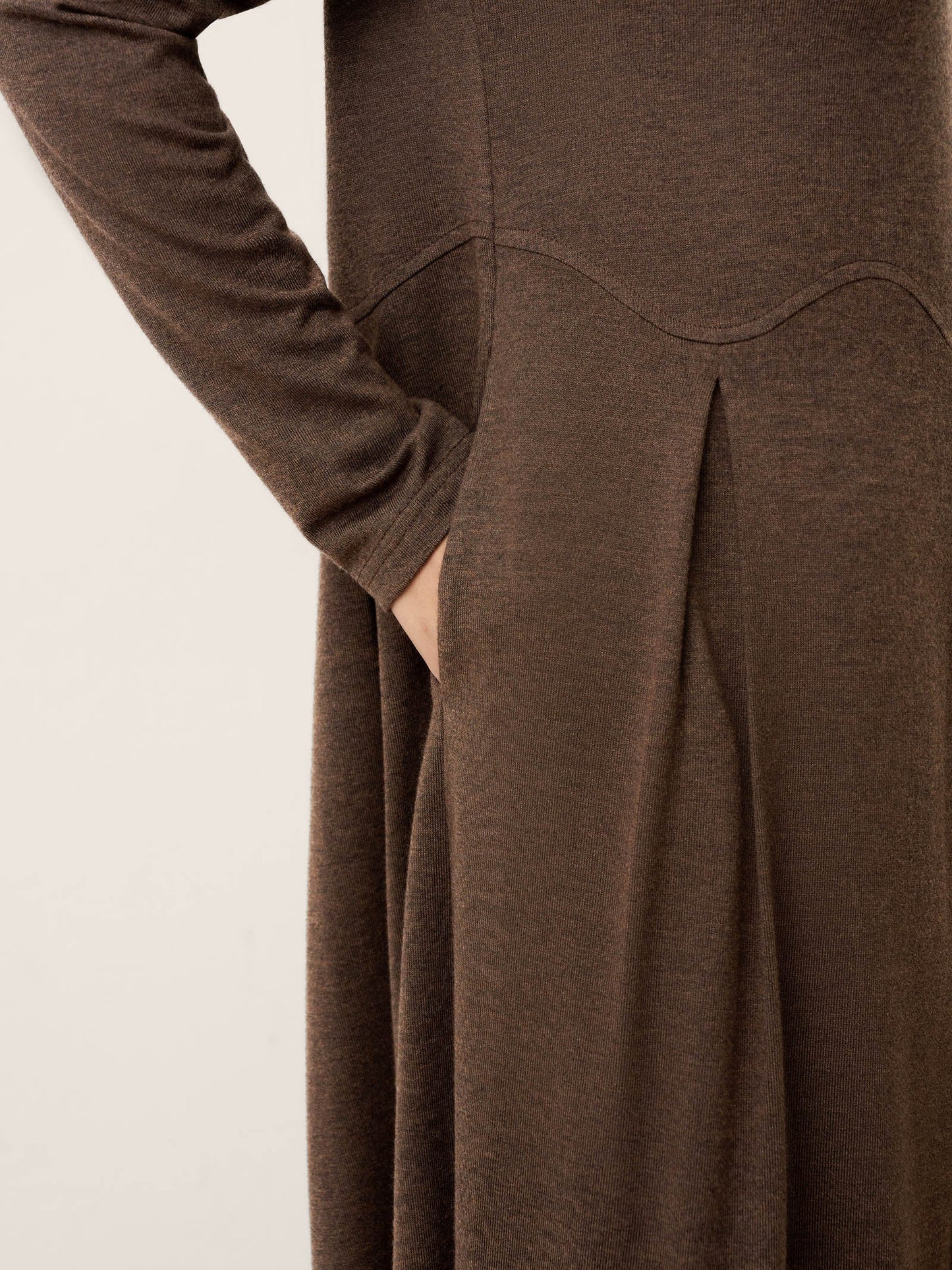 Wool Arc-Panel Sculpted Pleats Midi Dress CALISTA