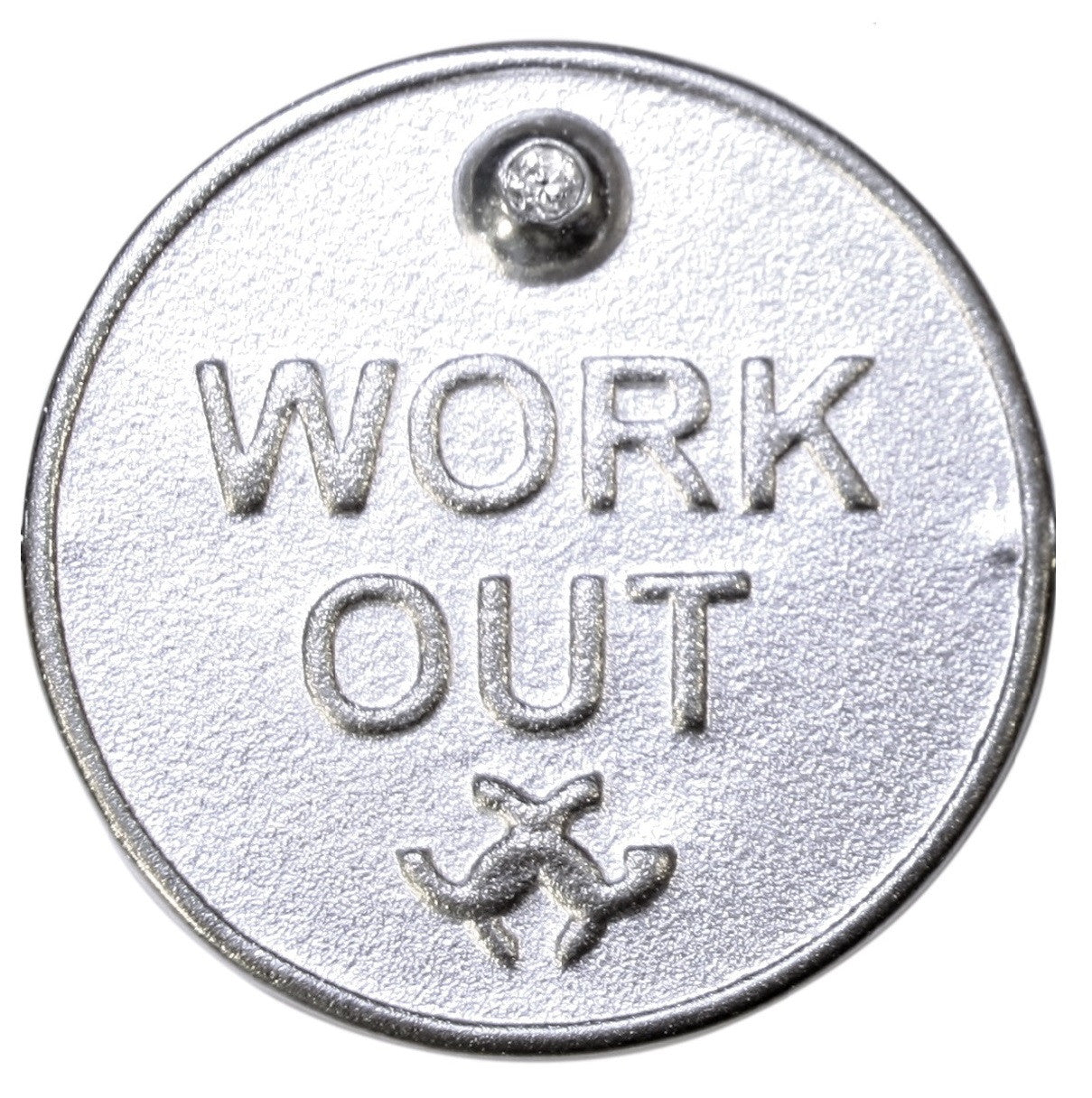 Decision Coin Necklace: "Work Out/ Pig Out" Sterling Silver & Diamonds-12