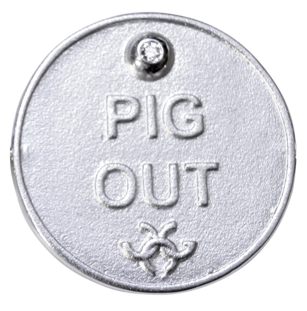 Decision Coin Necklace: "Work Out/ Pig Out" Sterling Silver & Diamonds-13