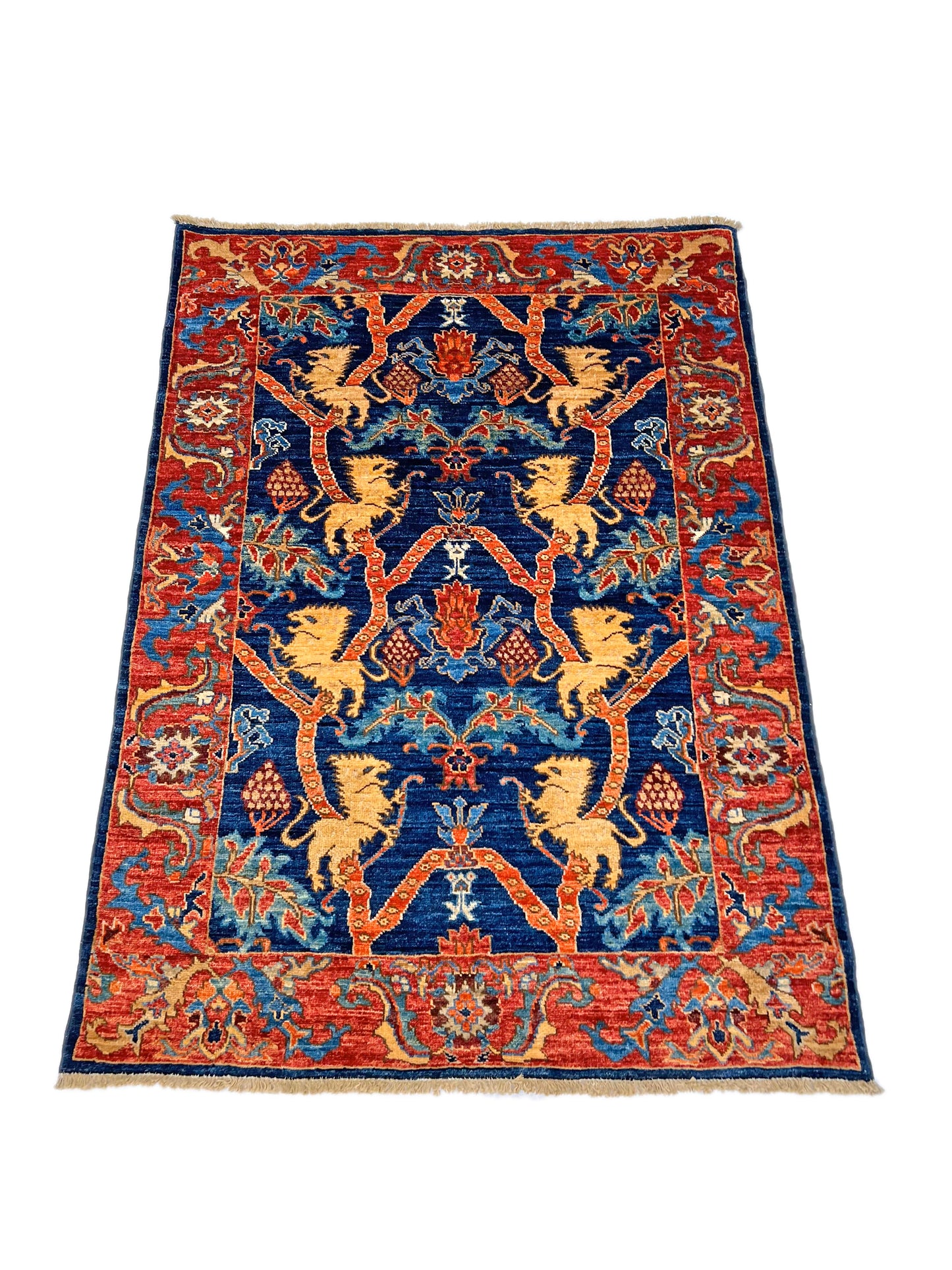 Afghan Folk/Serapi (3x5) blue/red-1
