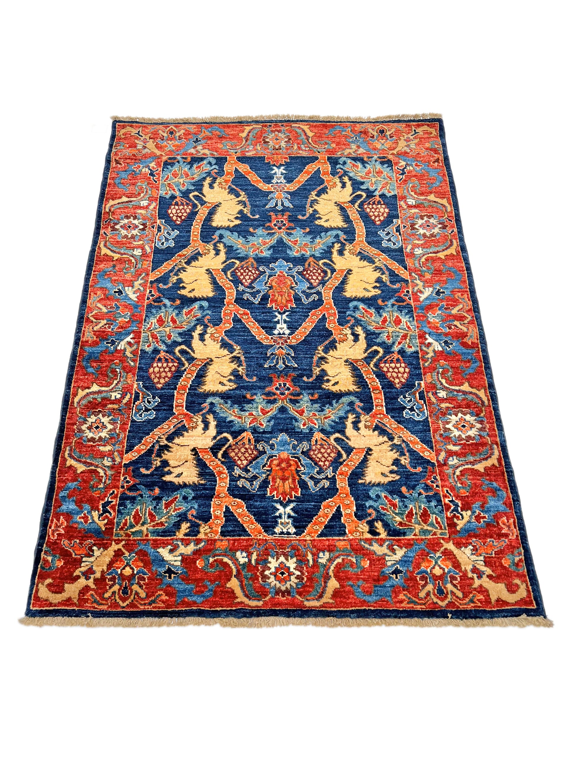 Afghan Folk/Serapi (3x5) blue/red-2