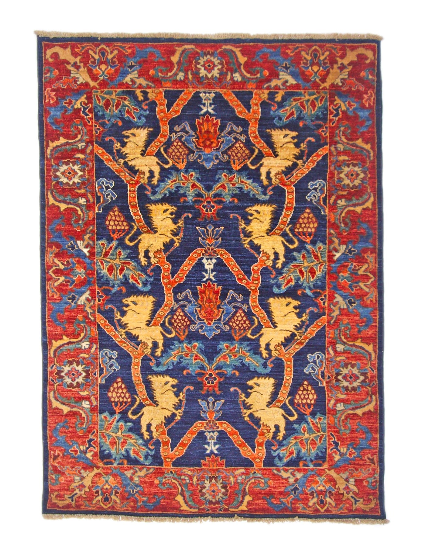 Afghan Folk/Serapi (3x5) blue/red-0