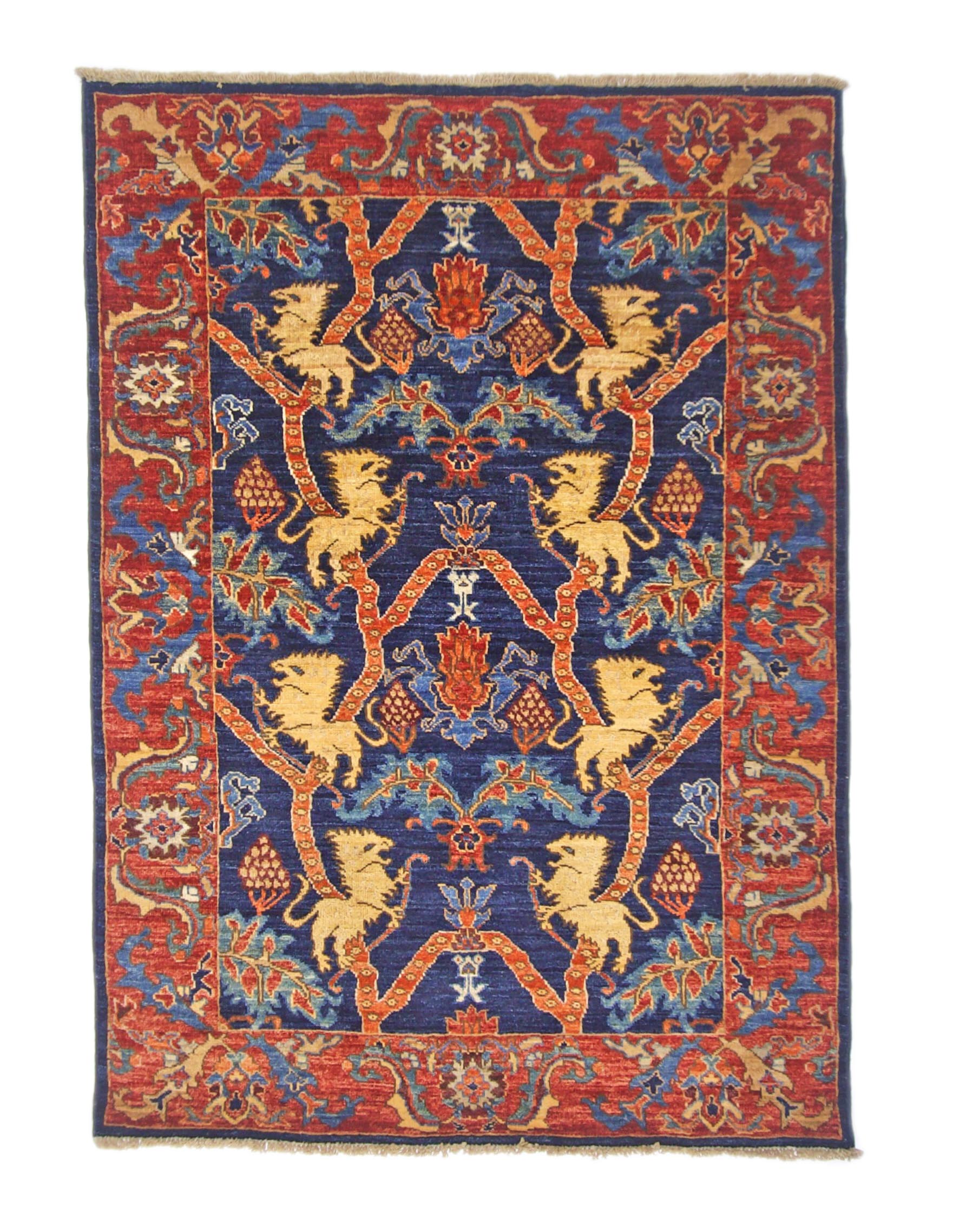 Afghan Folk/Serapi (3x5) blue/red-0