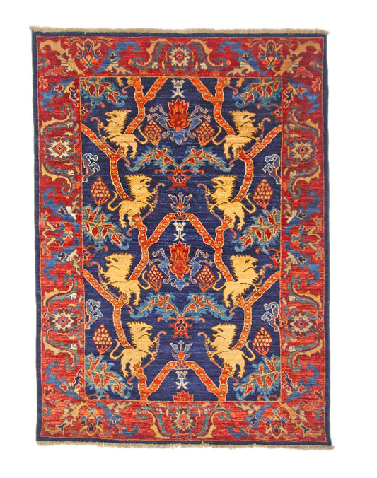 Afghan Folk/Serapi (3x5) blue/red-0