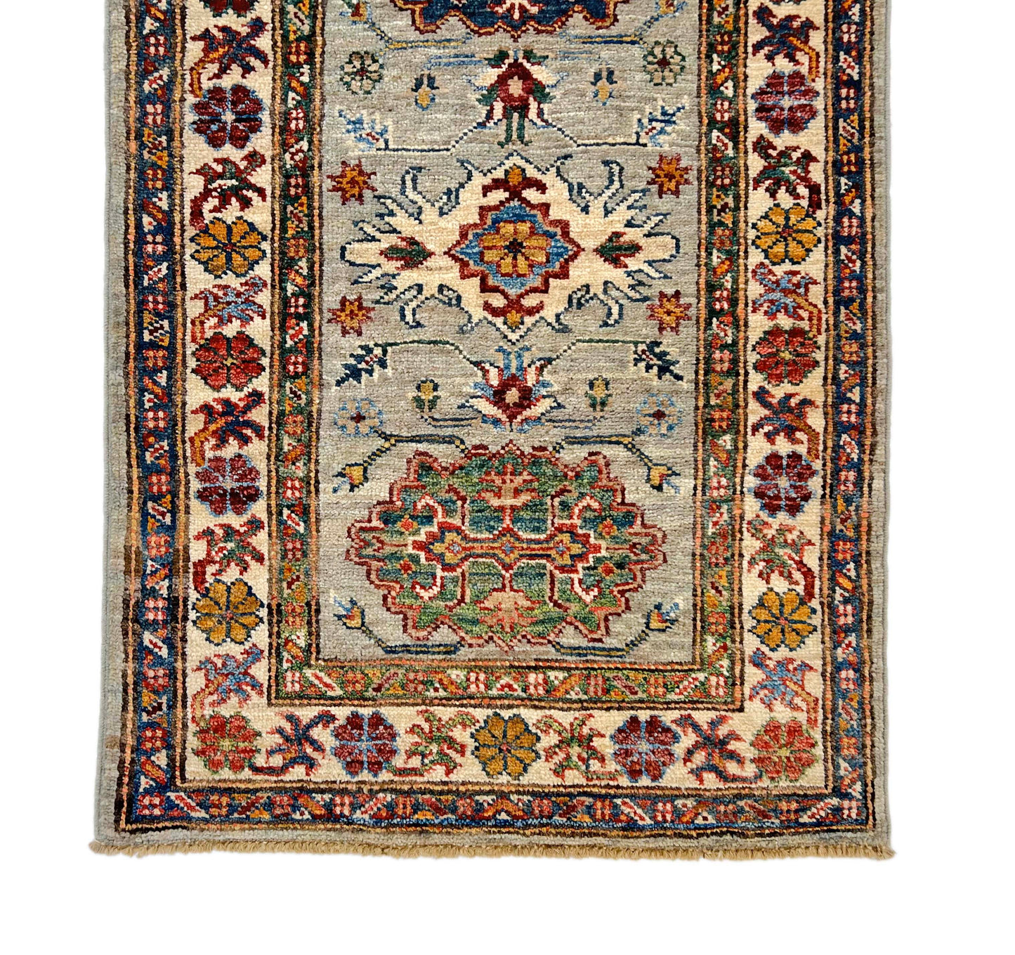Super Kazak (2'00"x6'00") light gray/multicolor-3