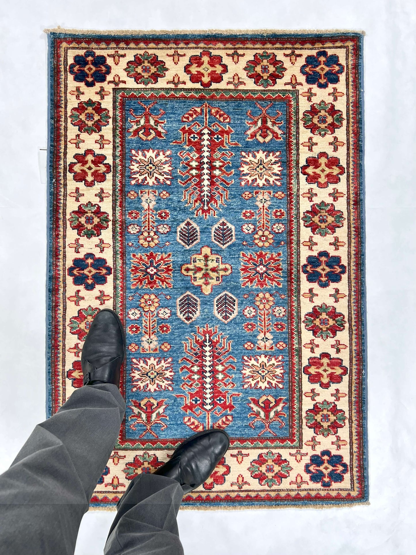 Super Kazak (2'08"x4'00") denim blue/ivory-1
