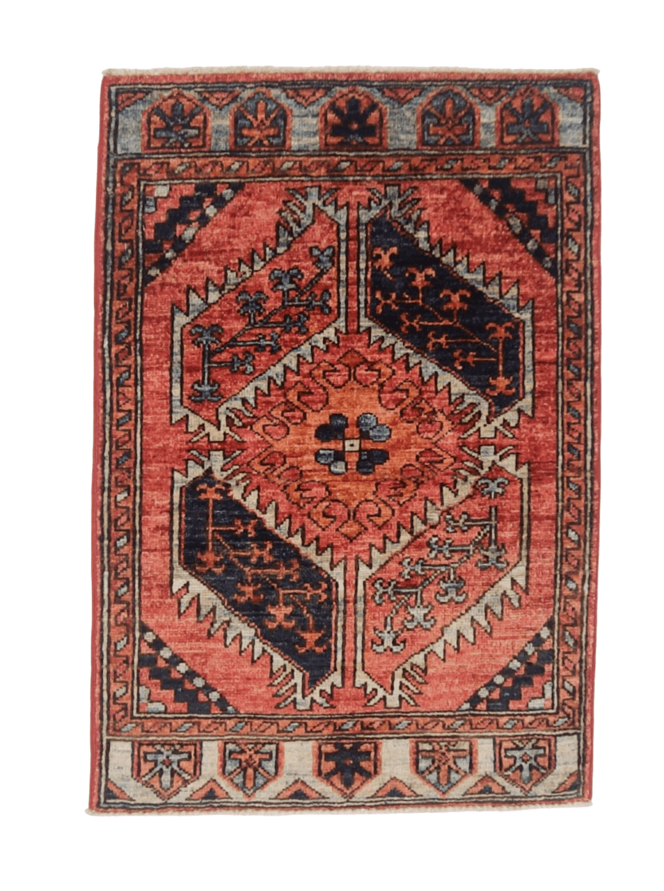 Afghan Ersari Turkomen (2'01"x3'01") red/blue-0