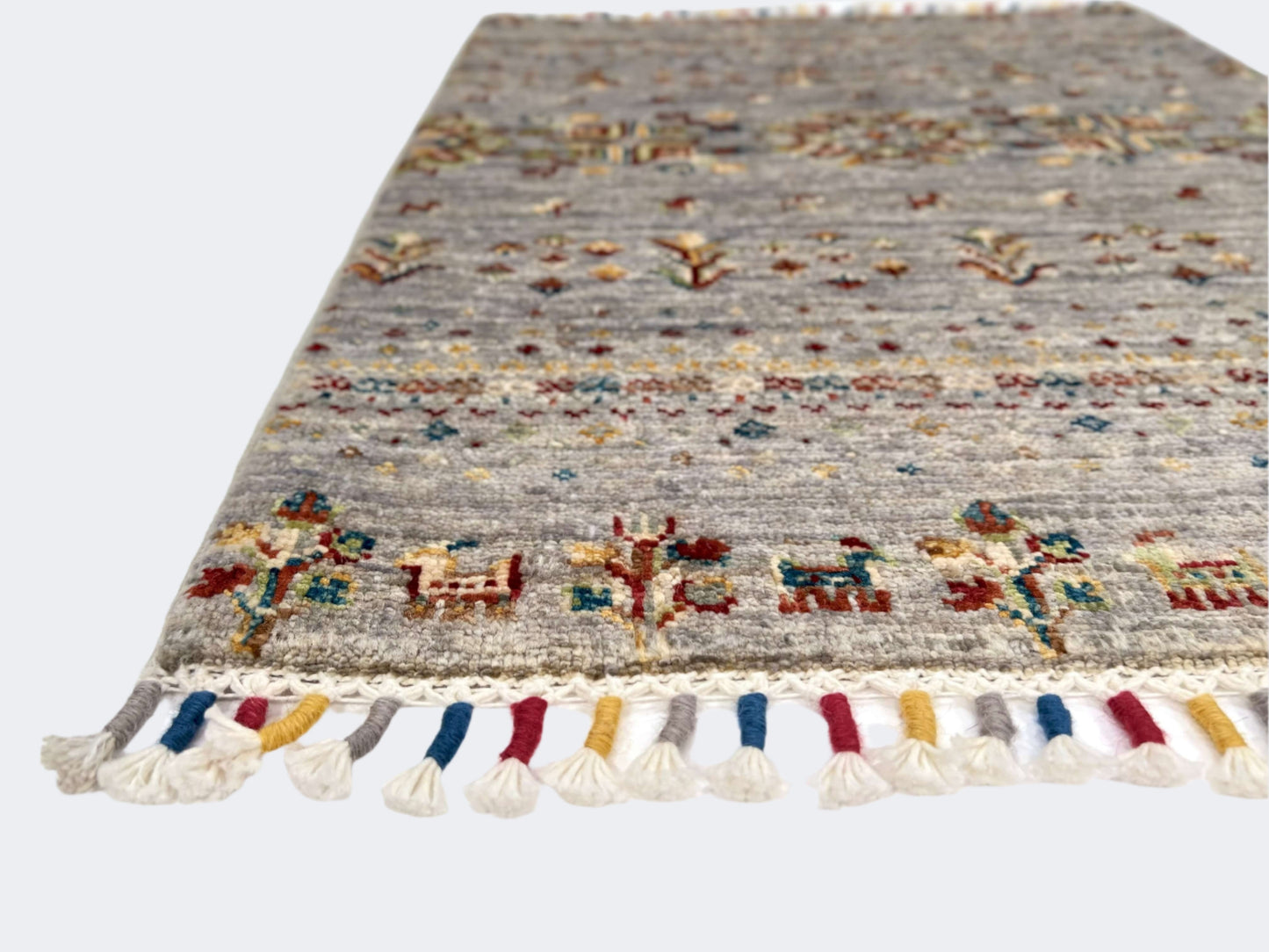 Afghan Gabbeh (2'00"x2'07") light gray-1
