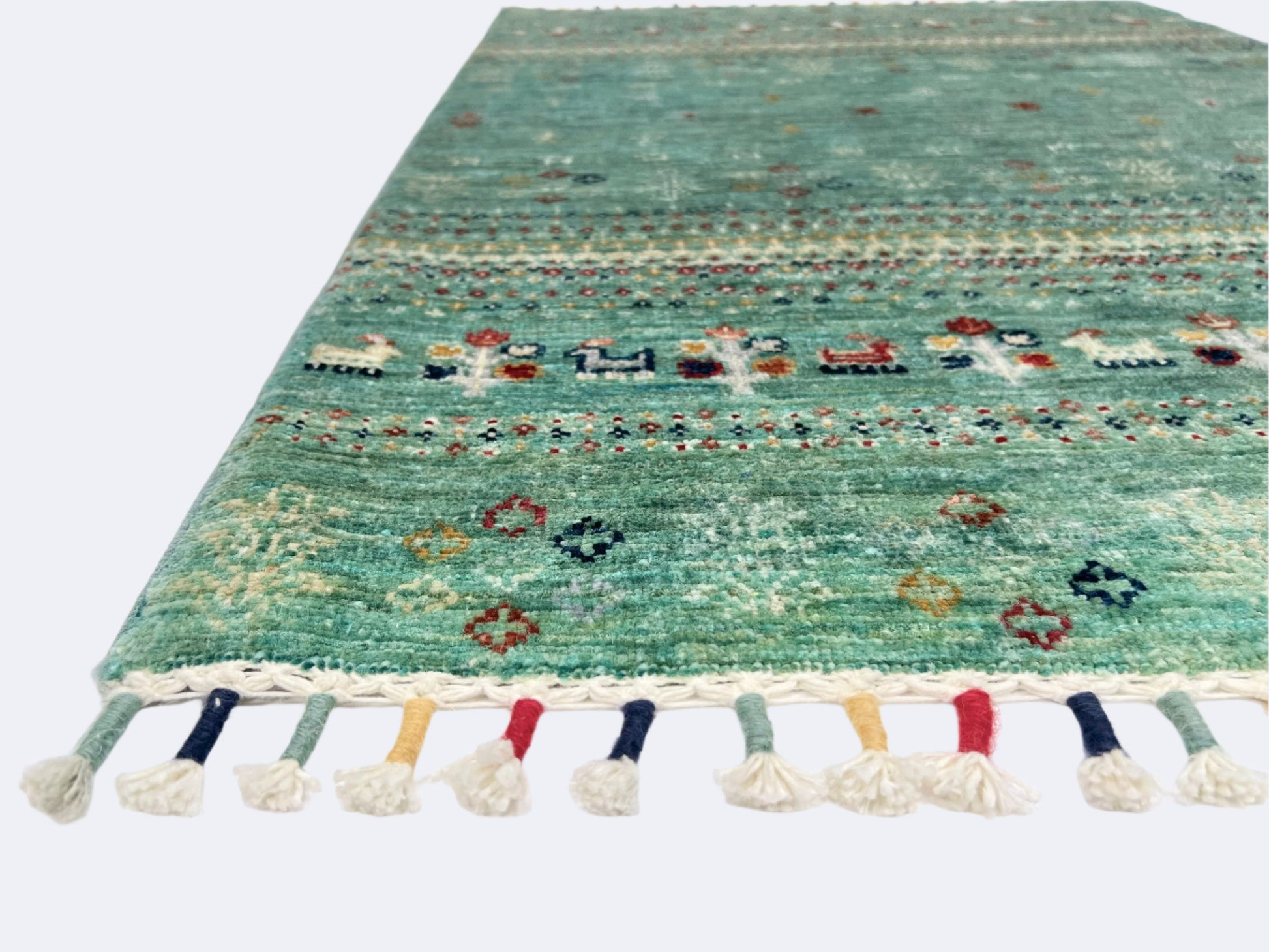 Afghan Gabbeh (2'07"x3'10") light green-1