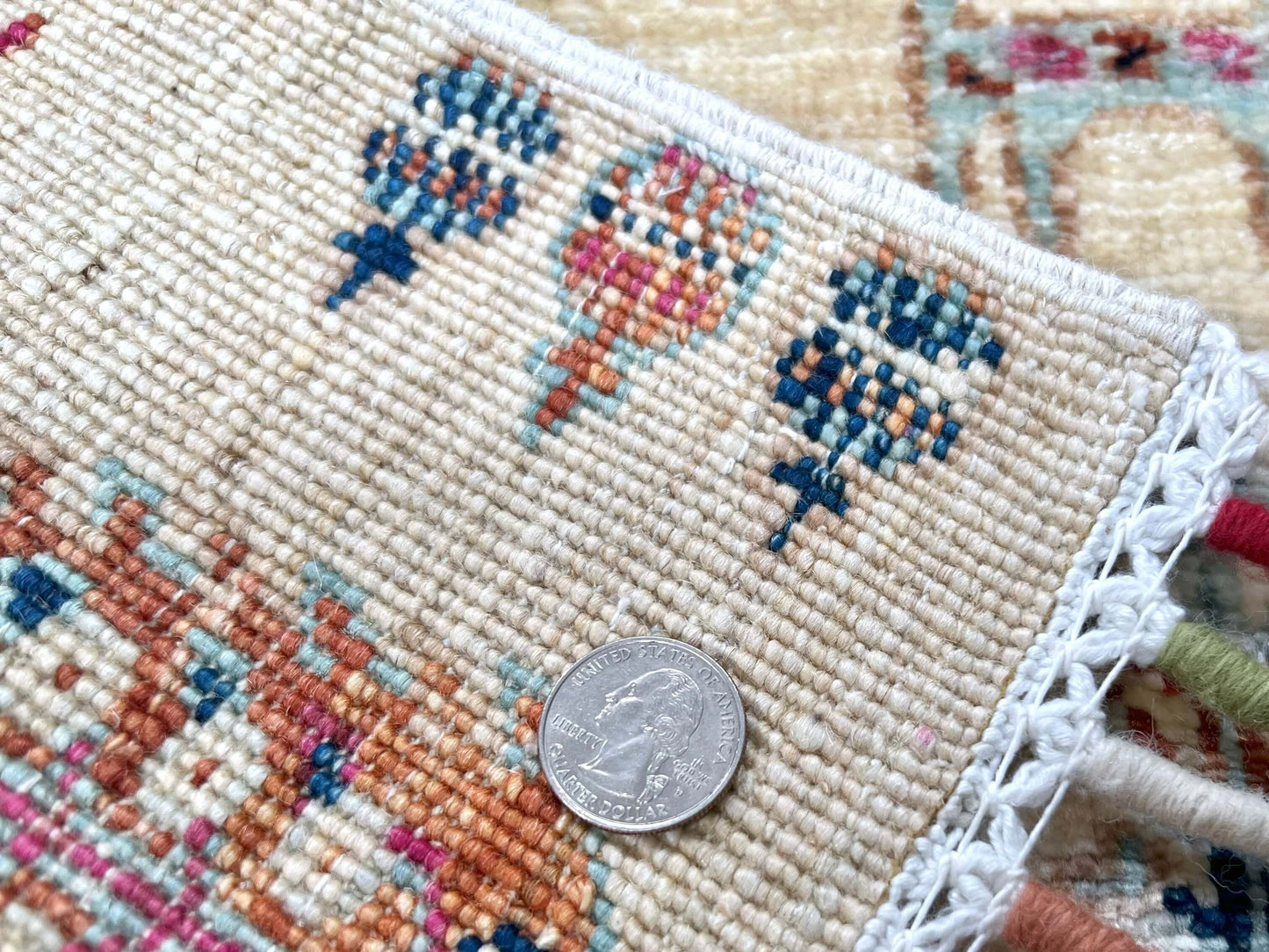 Afghan Gabbeh (2'08"x4'00") ivory/pastel-4
