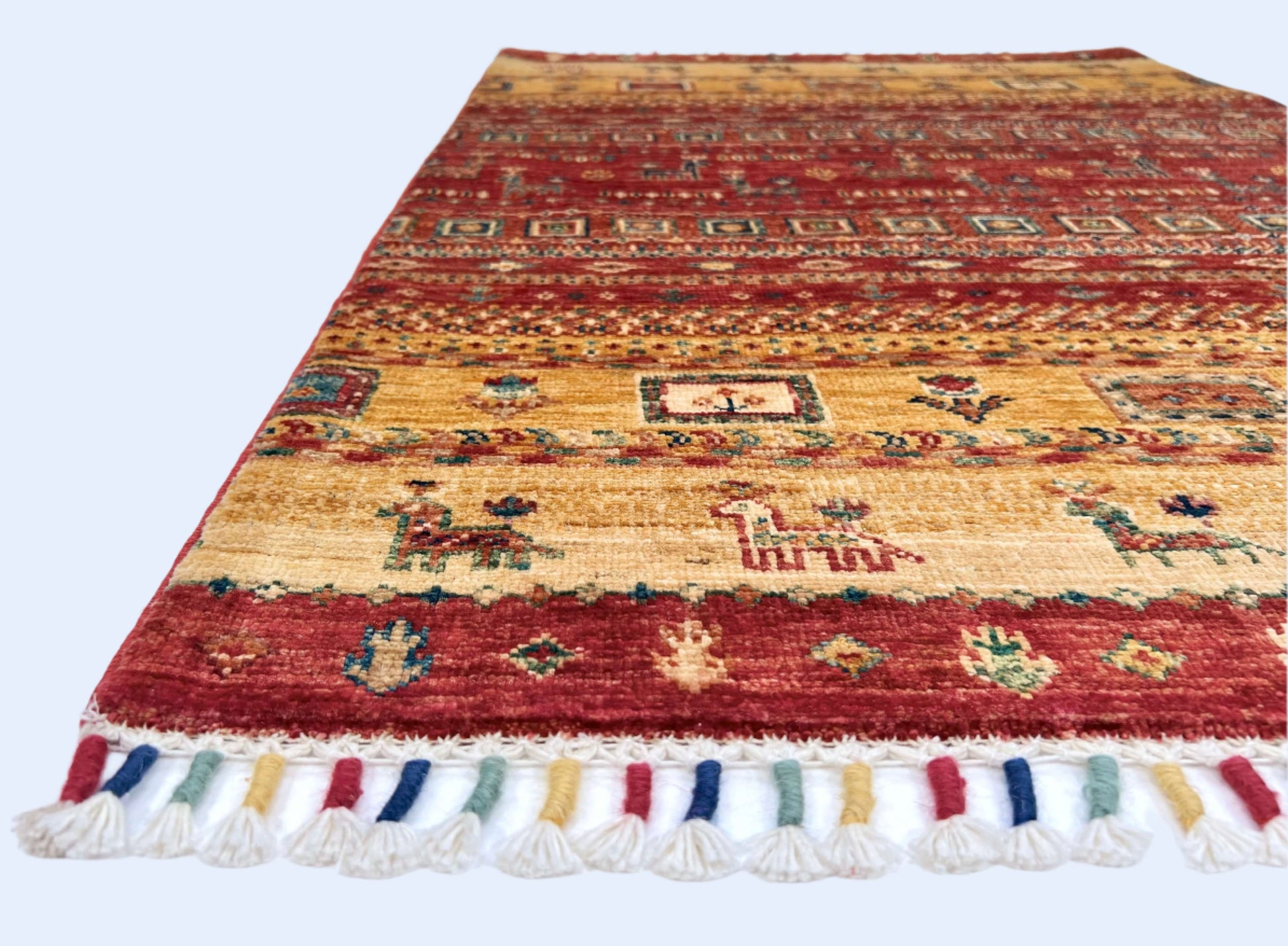 Afghan Khorjin-Gabbeh (2'08"x3'09") rust/gold-1