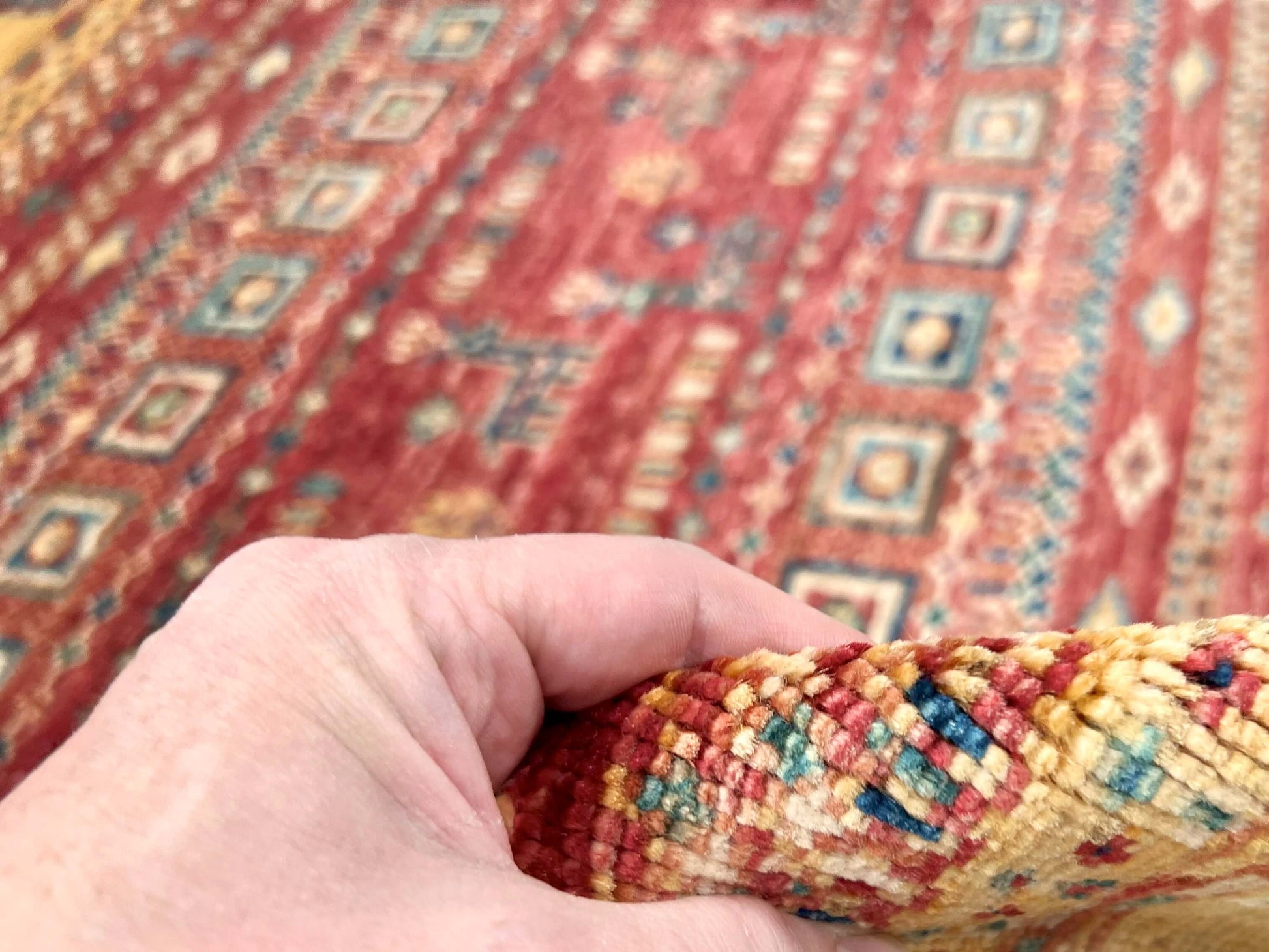 Afghan Khorjin-Gabbeh (2'08"x3'09") rust/gold-3