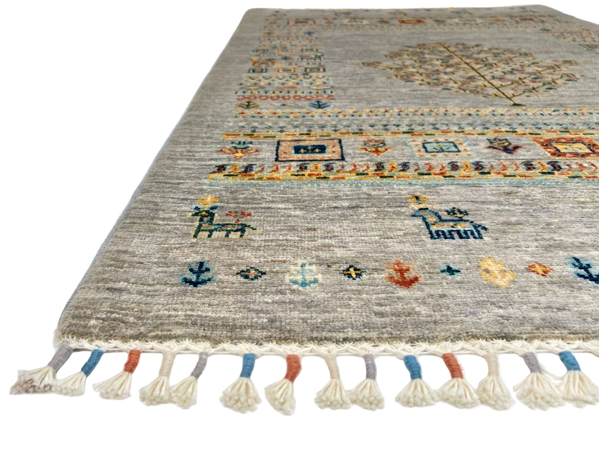 Afghan Tree of Life Gabbeh (3'03"x4'10") silver-1
