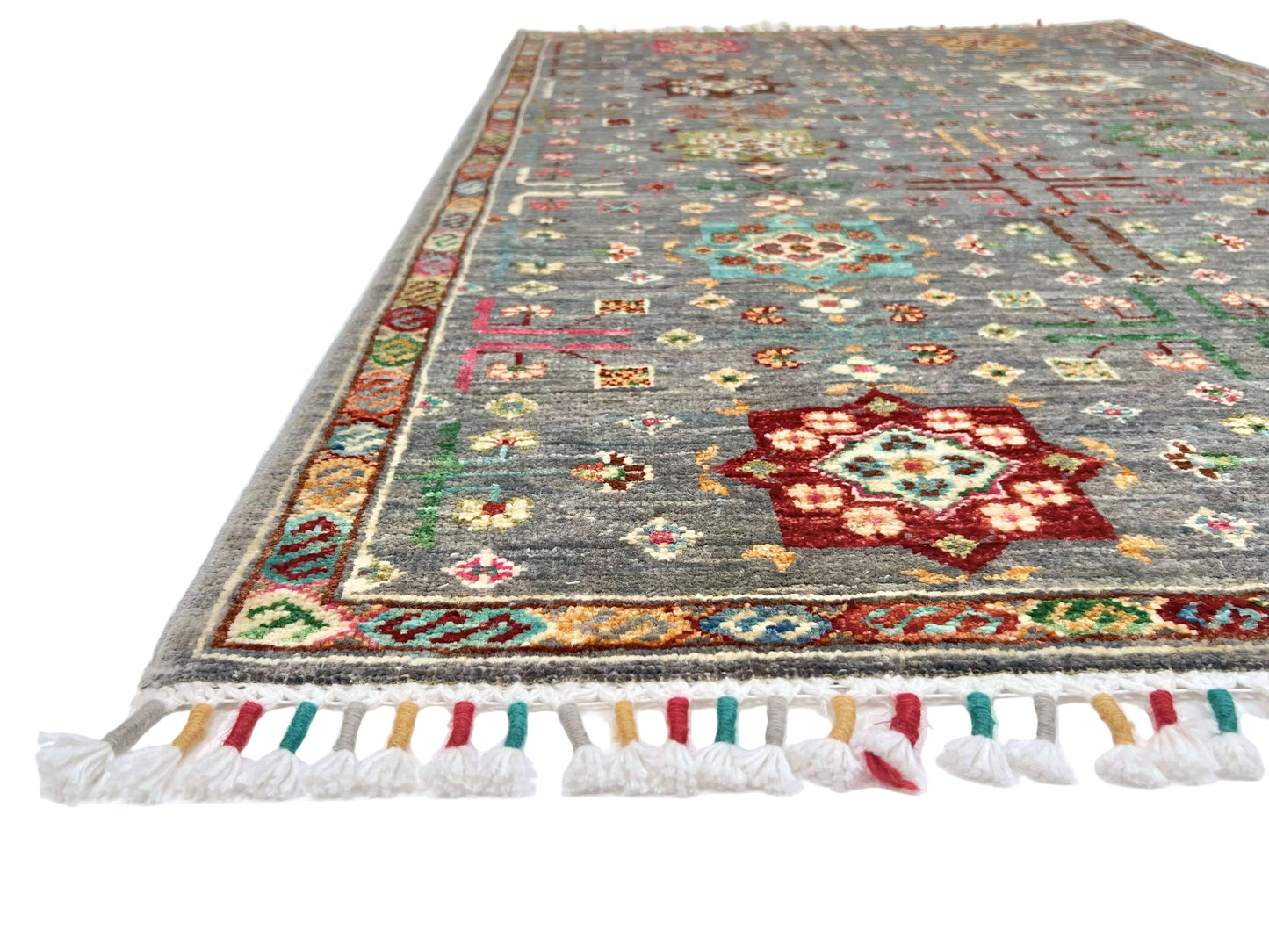Afghan Khorjin (3'04"x5'00") gray/pastel-1