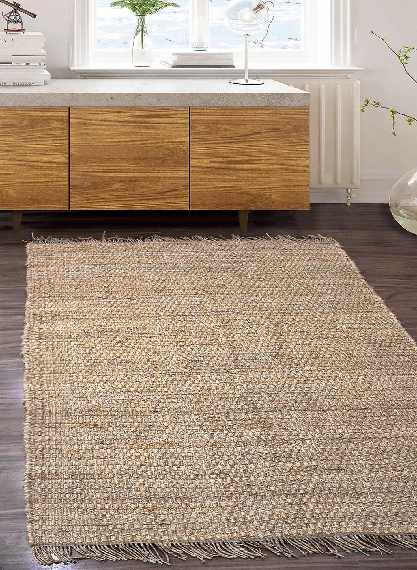 Multi Size Hand Woven Flat Weave 100% Jute Ineas Traditional Oriental Area Rug-4