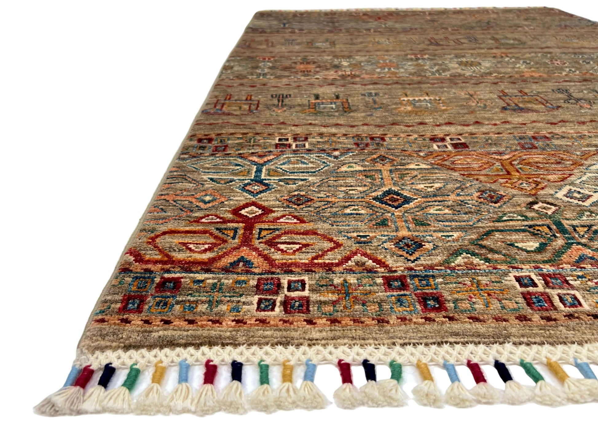 Afghan Khorjin (3'02"x4'08") camel/multicolor-1