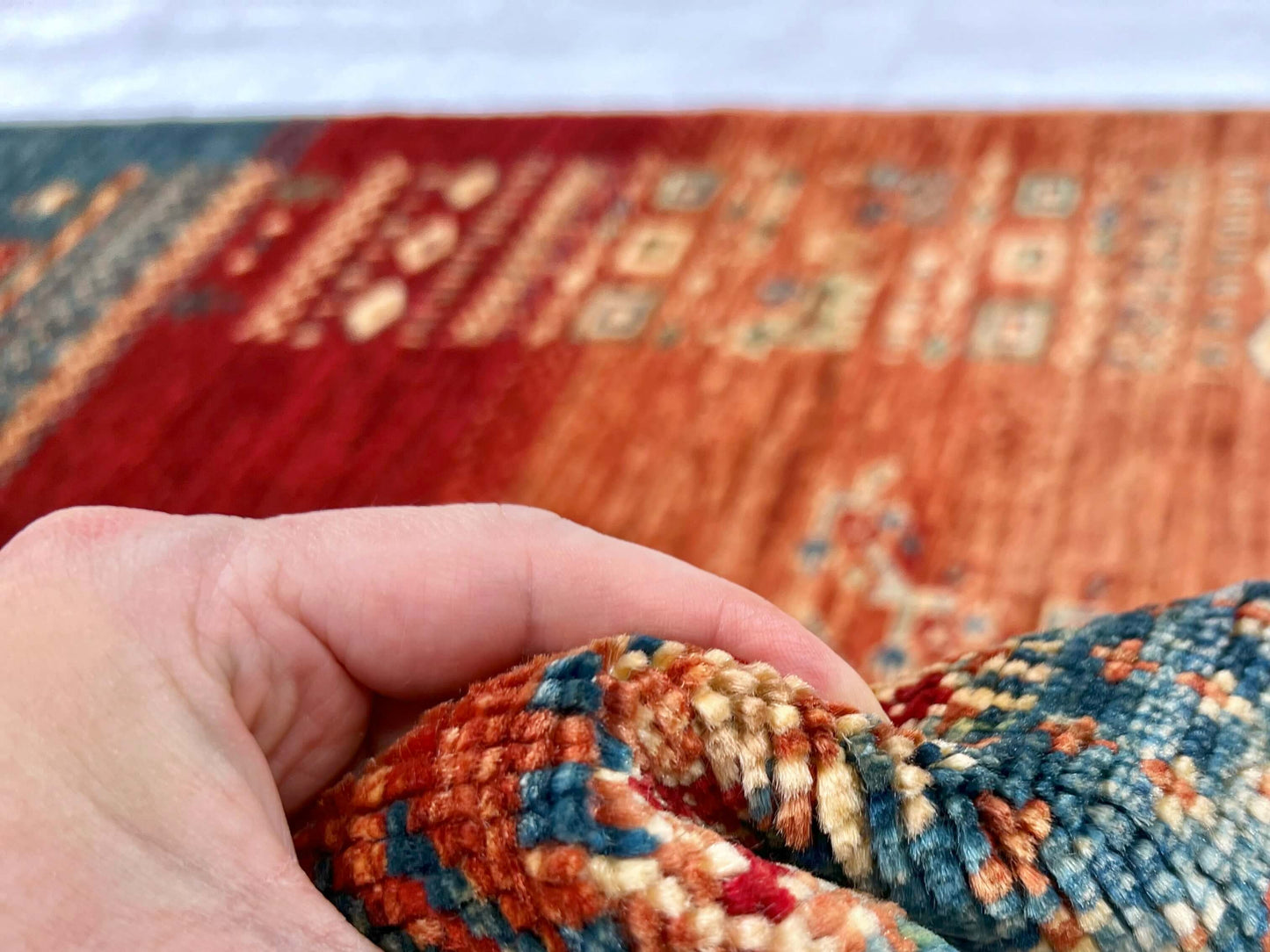 Afghan Tree of Life Gabbeh (3'04"x5'00") rust/blue-3