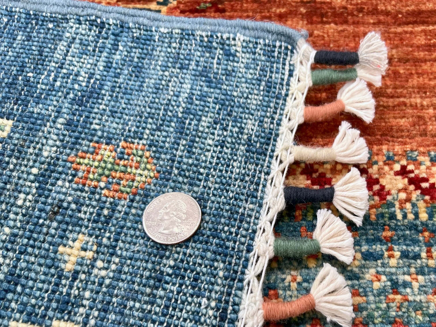 Afghan Tree of Life Gabbeh (3'04"x5'00") rust/blue-4