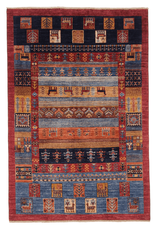 Afghan Gabbeh (4'02"x6'03") navy/blue/red-0