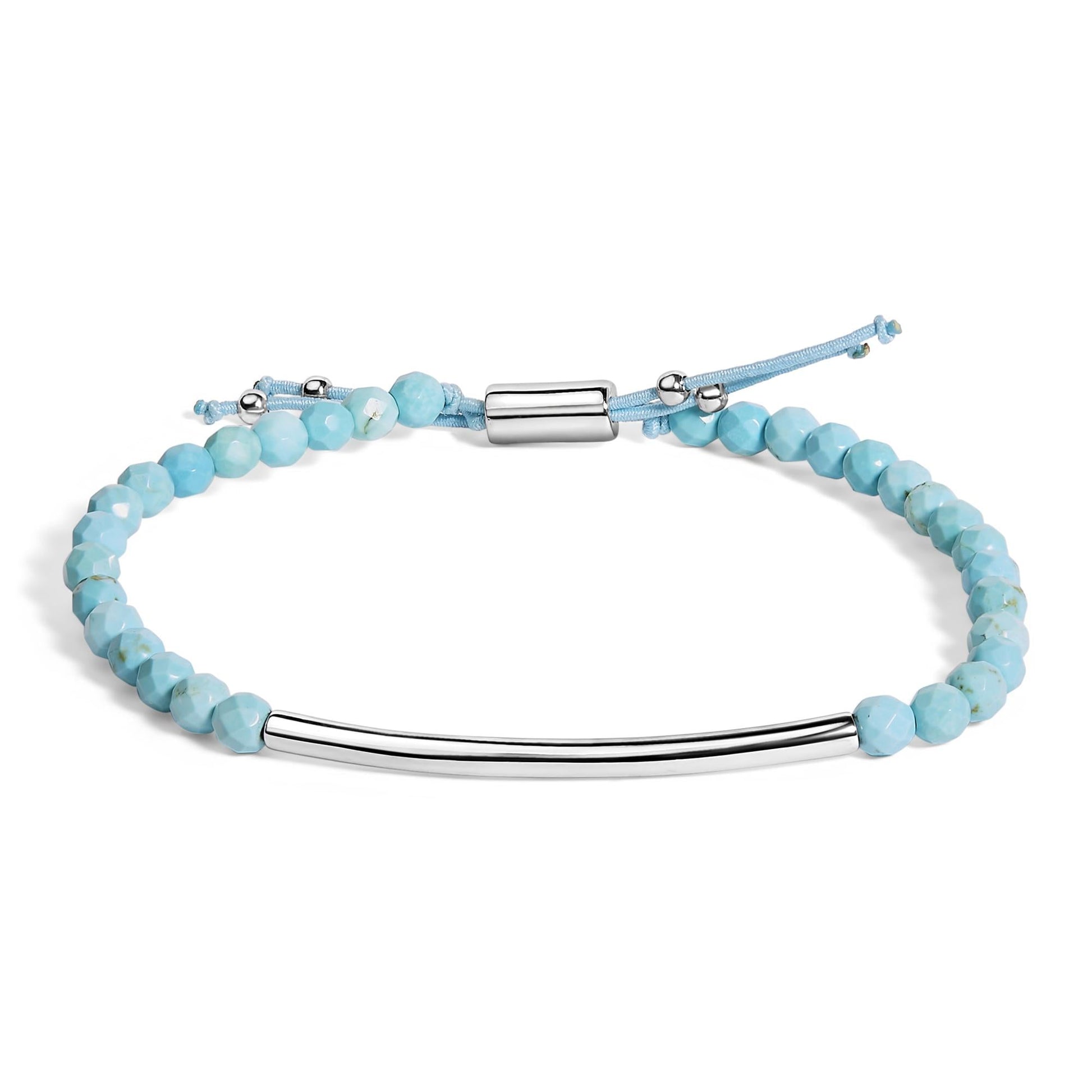 Sterling Silver Turquoise Beads Station Bracelet with Bolo Clasp-0