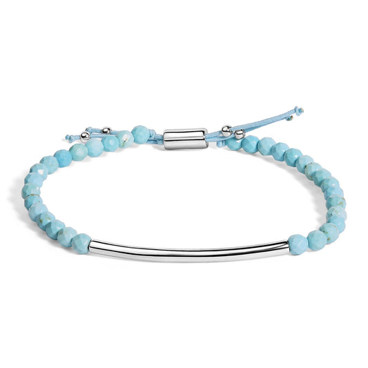 Sterling Silver Turquoise Beads Station Bracelet with Bolo Clasp-0