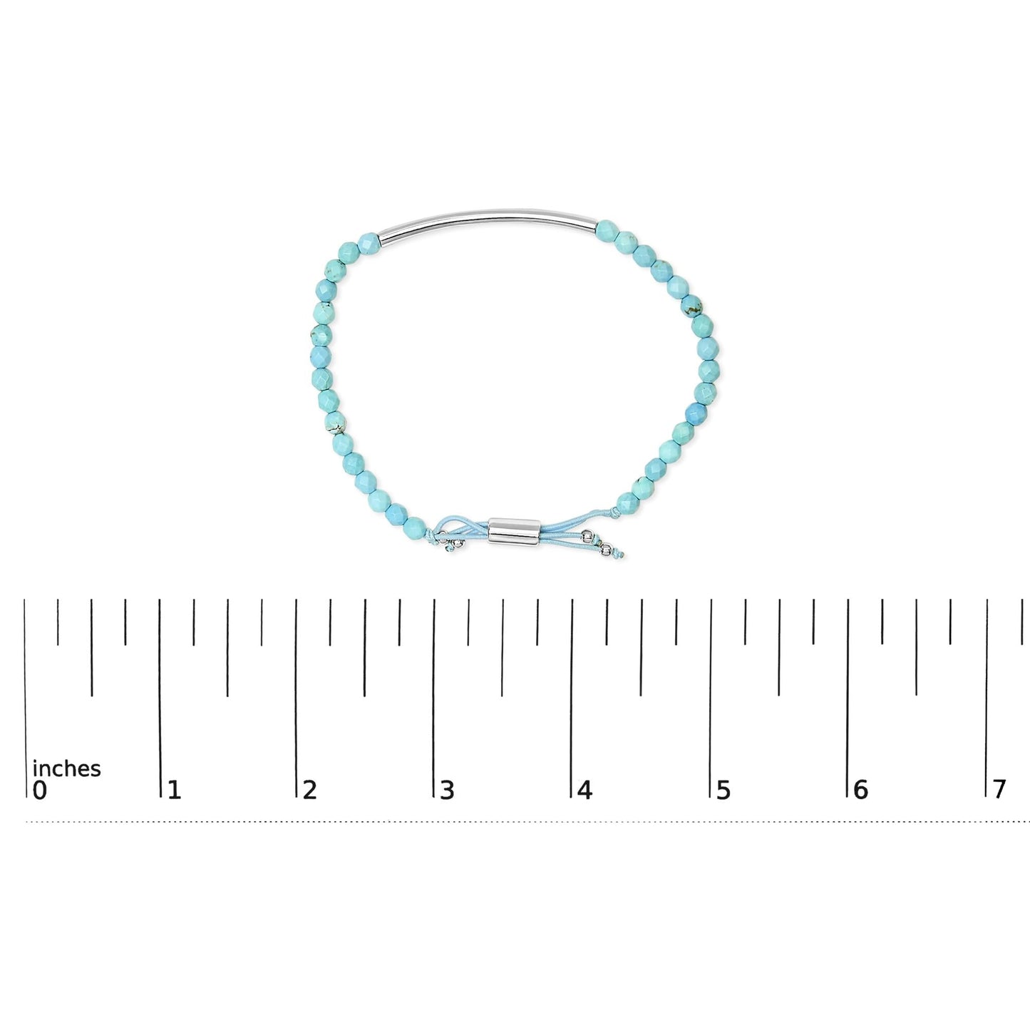 Sterling Silver Turquoise Beads Station Bracelet with Bolo Clasp-4
