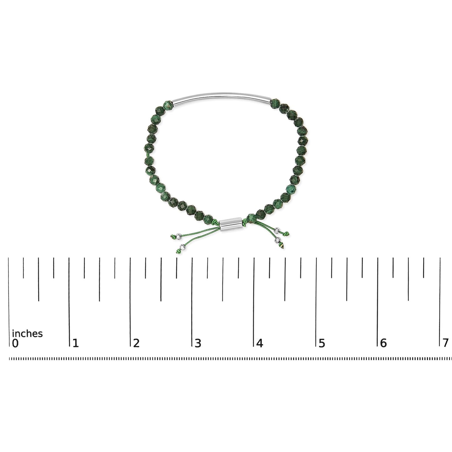 Sterling Silver Malachite Bead Station Bracelet with Bolo Clasp-4